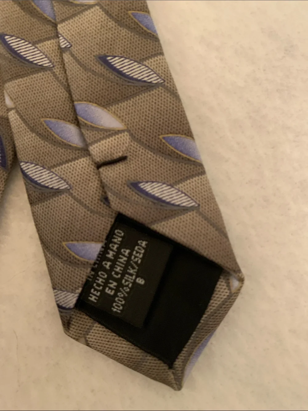 Puritan Beige Tie with Blue/Multi Color Silk Neck Tie late 90/early 2000’s
